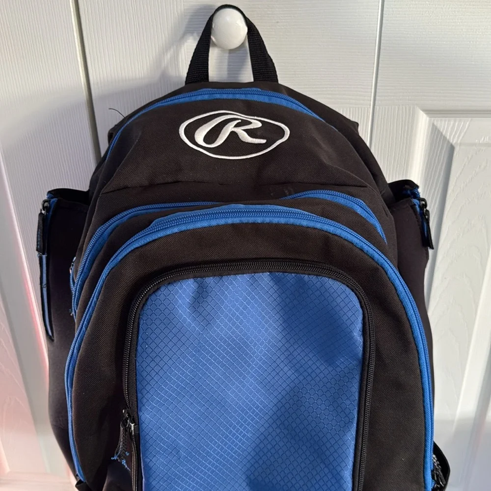 Rawlings Comrade Baseball Softball Backpack Blue/Black 2 Bat Equipment Bag